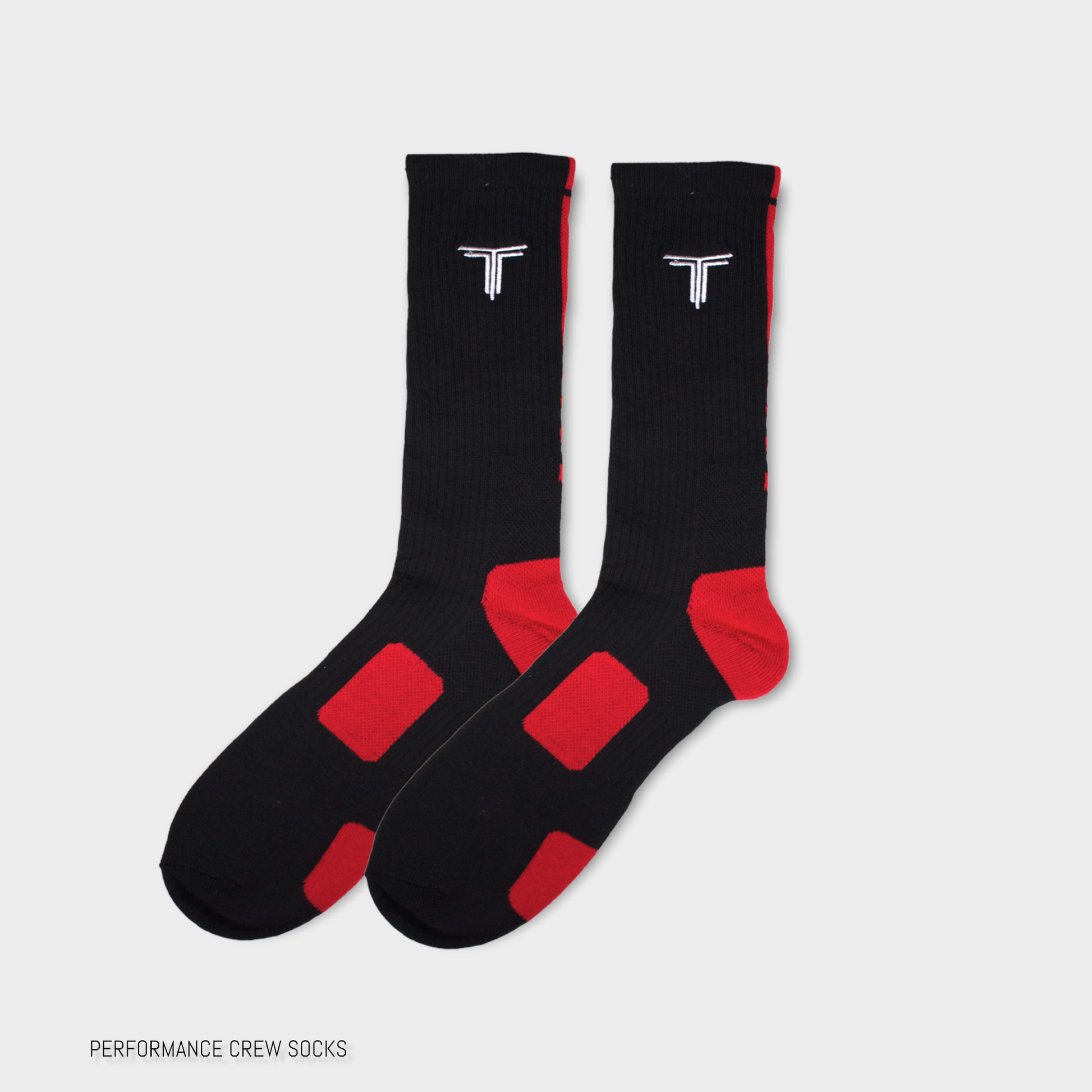 PERFORMANCE ATHLETIC CREW SOCKS - WHITE/RED - Lineage Athletics