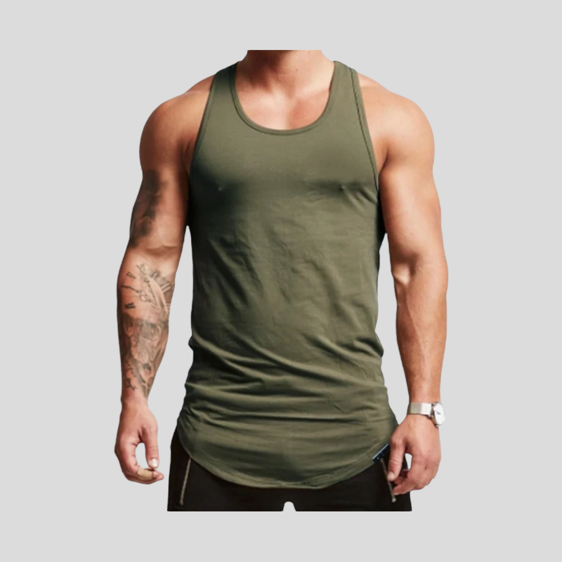 PERFORMANCE DRI-FIT ATHLETIC TANK - ARMY GREEN - Lineage Athletics